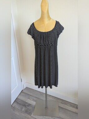 Laura Petites Black & White Polka Dot Midi Dress – Size PM